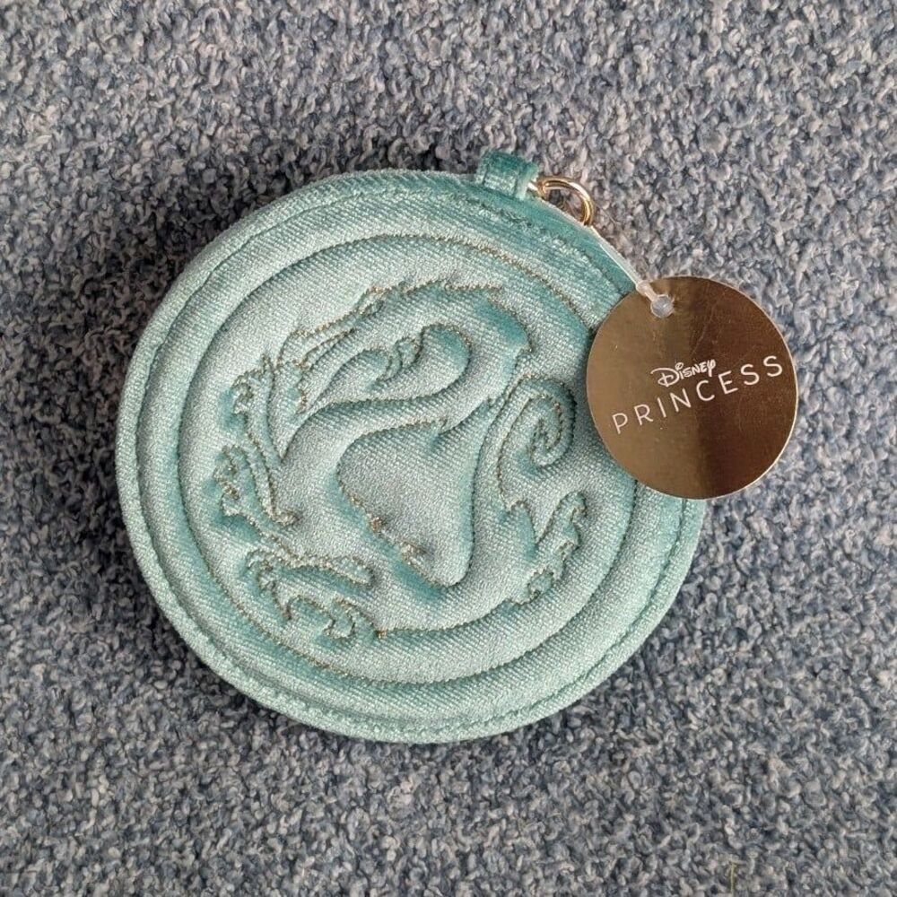 Bath Body Works Disney Princess Mulan Teal Velvet Gold Dragon Accents Coin Purse